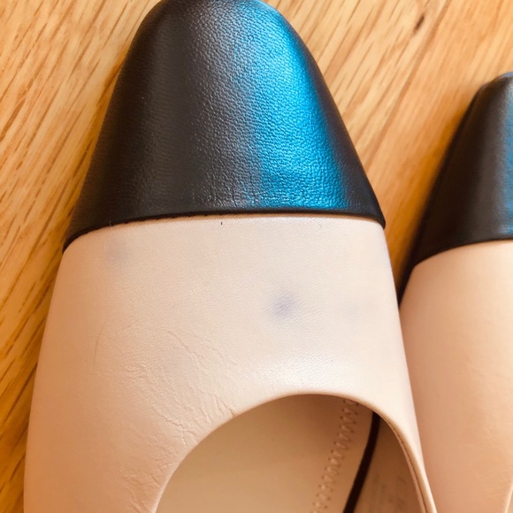 NWT ZARA Leather Mules Beige Black - Picture 9 of 9